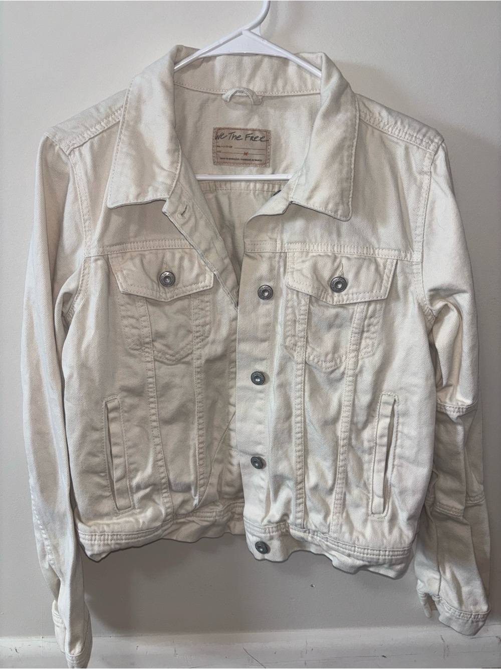 We The Free Off-White Denim Jacket with Button Front
